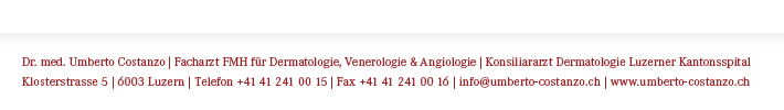 Dr. med. Umberto Costanzo, Facharzt FMH für Dermatologie, Venerologie & Angiologie, Klosterstrasse 5, 6003 Luzern